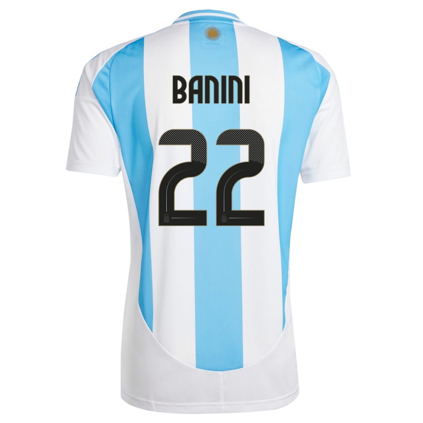Férfi Argentína Estefania Banini #22 Fehér Kék Hazai Jersey 24-26 Mez Póló Ing