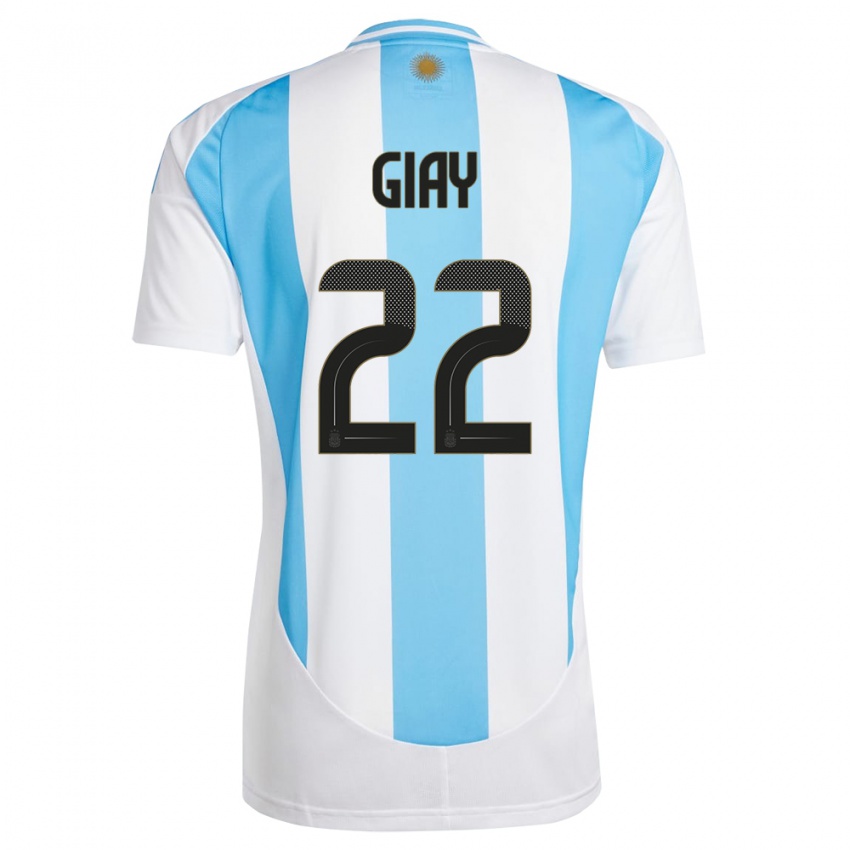 Férfi Argentína Agustin Giay #22 Fehér Kék Hazai Jersey 24-26 Mez Póló Ing