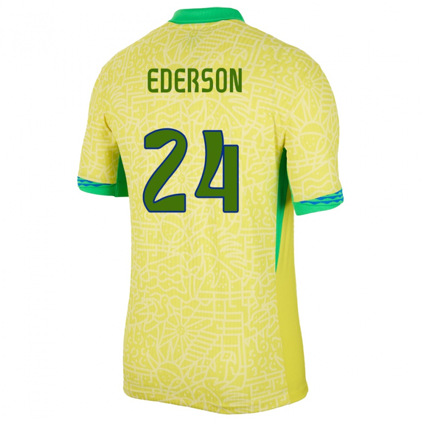 Férfi Brazília Ederson #24 Sárga Hazai Jersey 24-26 Mez Póló Ing