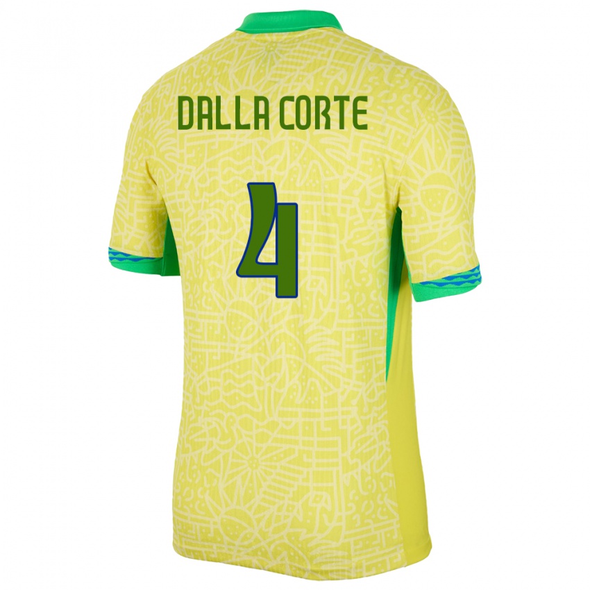 Férfi Brazília Joao Dalla Corte #4 Sárga Hazai Jersey 24-26 Mez Póló Ing