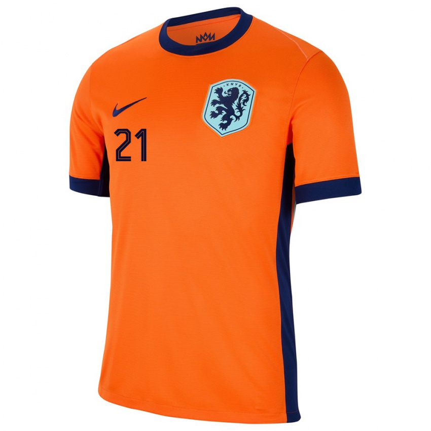 Férfi Hollandia Frenkie De Jong #21 Narancs Hazai Jersey 24-26 Mez Póló Ing