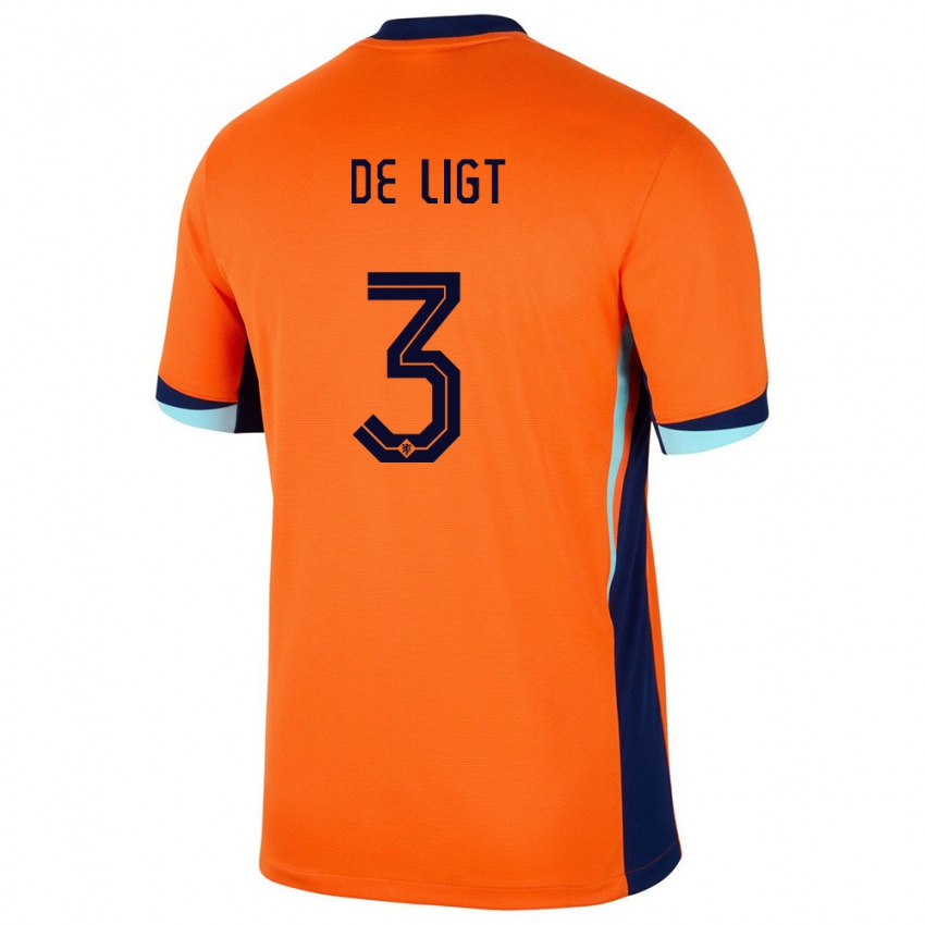 Férfi Hollandia Matthijs De Ligt #3 Narancs Hazai Jersey 24-26 Mez Póló Ing