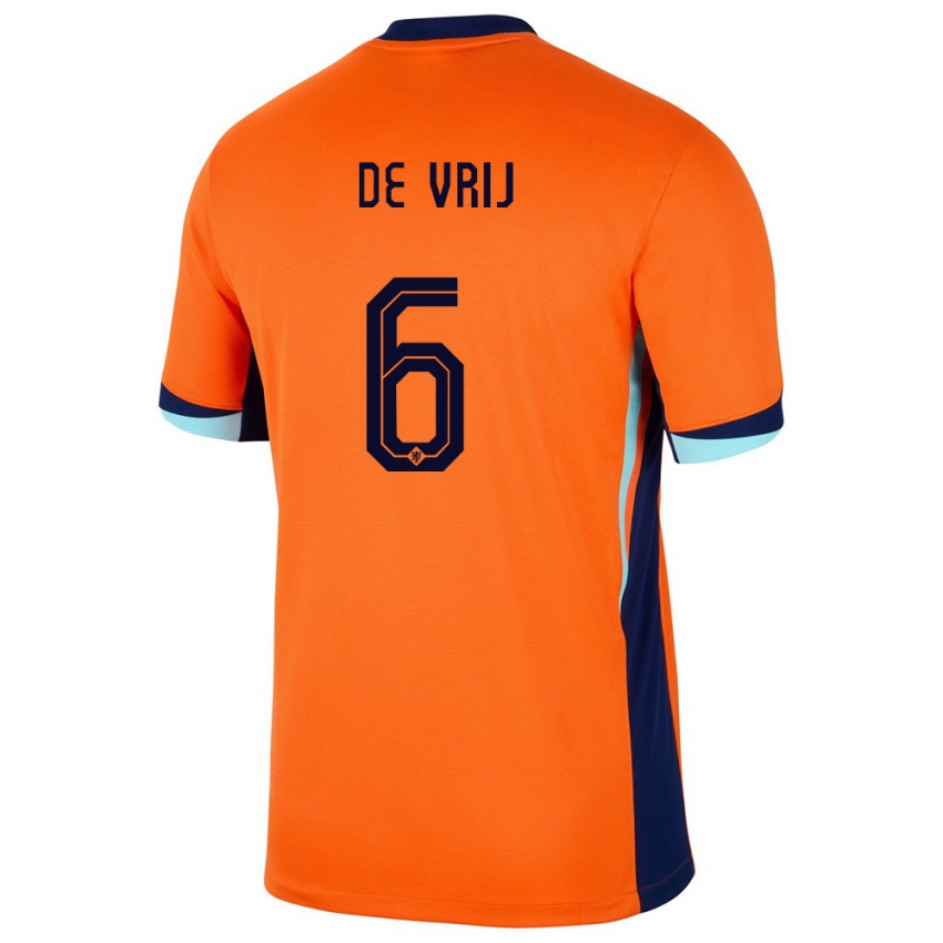 Férfi Hollandia Stefan De Vrij #6 Narancs Hazai Jersey 24-26 Mez Póló Ing