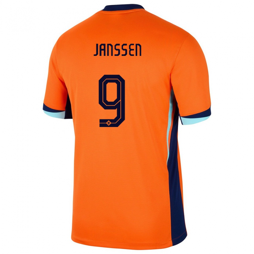 Férfi Hollandia Vincent Janssen #9 Narancs Hazai Jersey 24-26 Mez Póló Ing