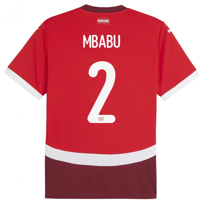 Férfi Svájc Kevin Mbabu #2 Piros Hazai Jersey 24-26 Mez Póló Ing