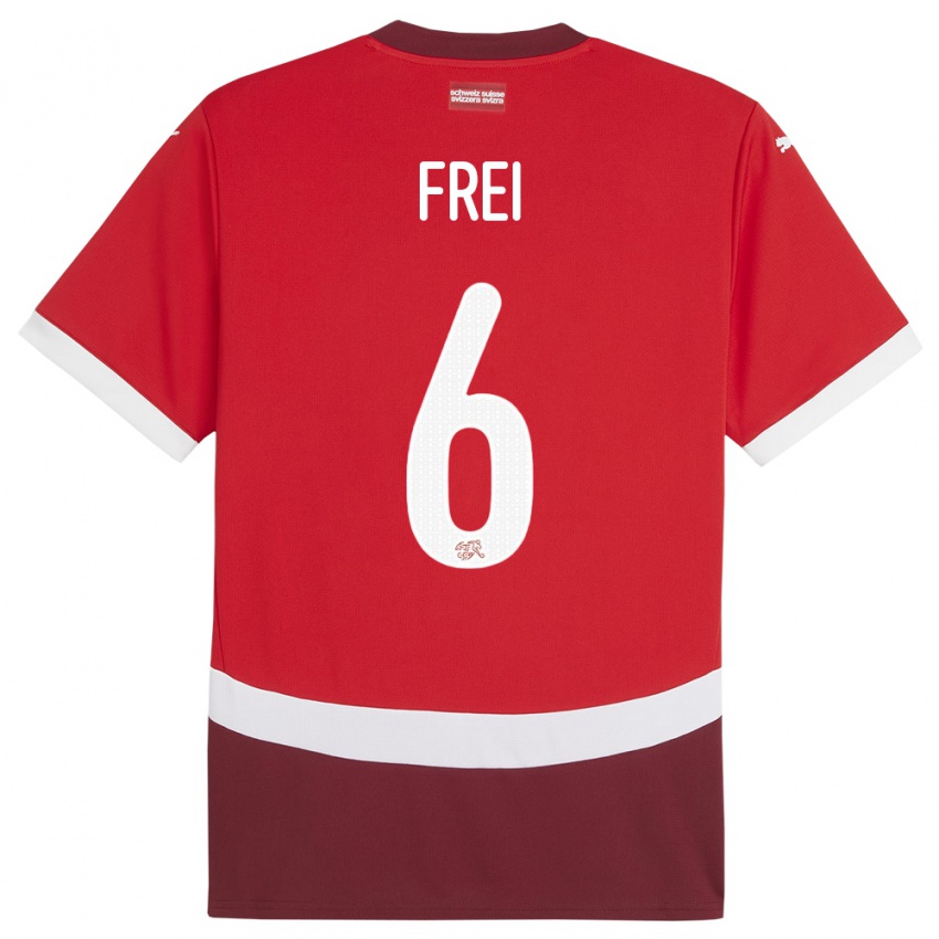 Férfi Svájc Fabian Frei #6 Piros Hazai Jersey 24-26 Mez Póló Ing