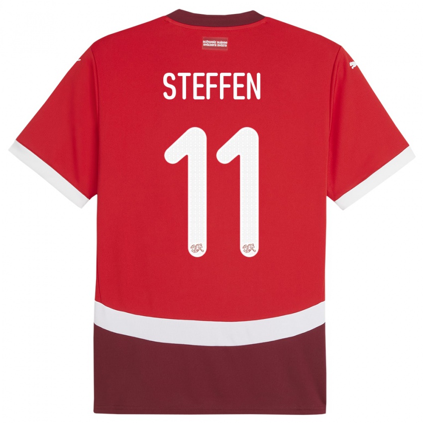 Férfi Svájc Renato Steffen #11 Piros Hazai Jersey 24-26 Mez Póló Ing