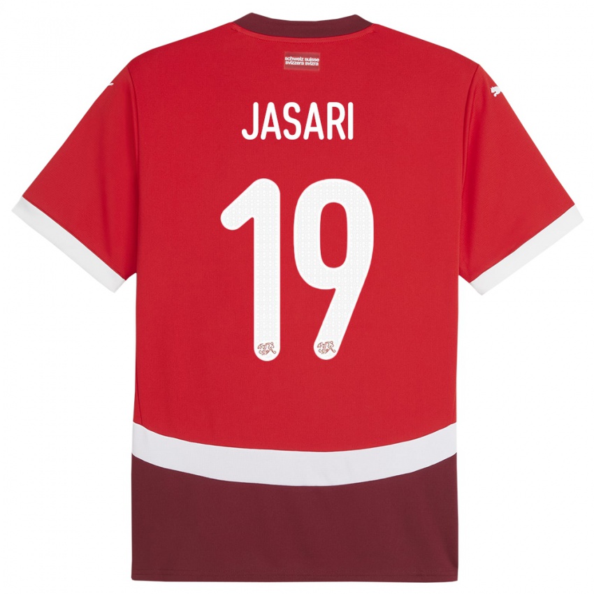 Férfi Svájc Ardon Jasari #19 Piros Hazai Jersey 24-26 Mez Póló Ing