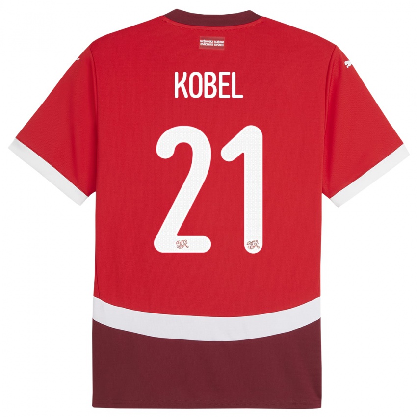 Férfi Svájc Gregor Kobel #21 Piros Hazai Jersey 24-26 Mez Póló Ing