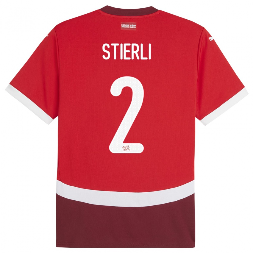 Férfi Svájc Julia Stierli #2 Piros Hazai Jersey 24-26 Mez Póló Ing