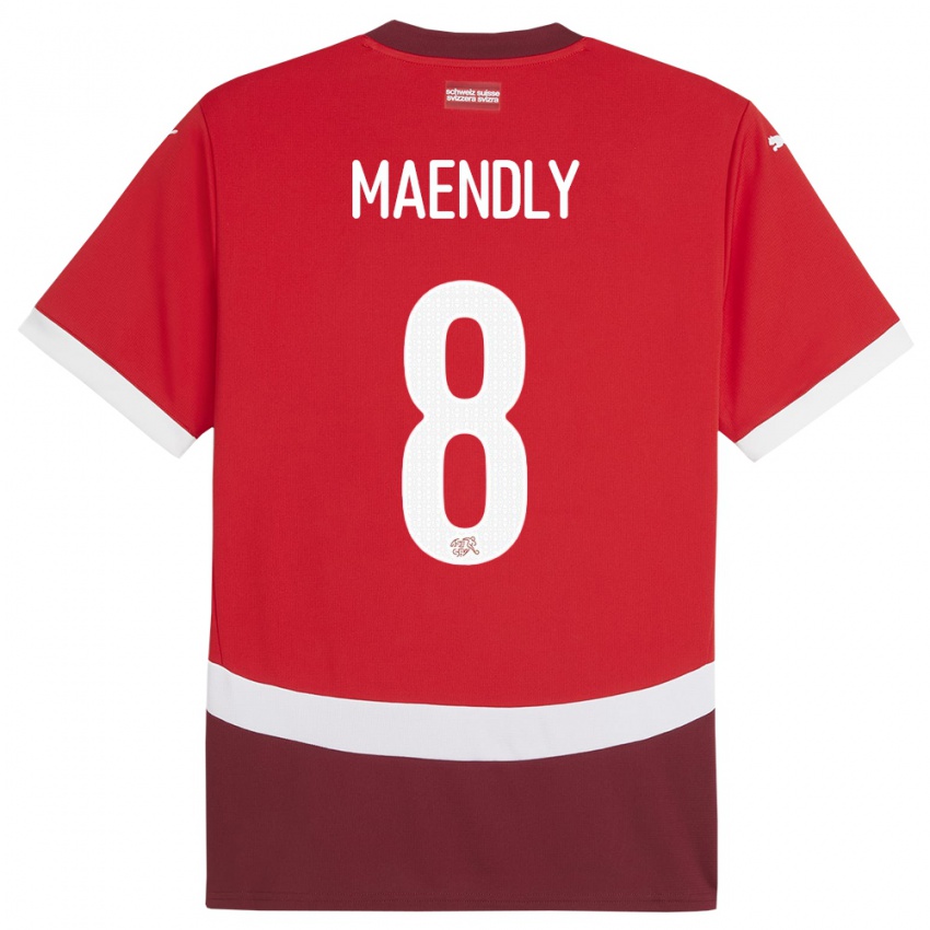 Férfi Svájc Sandy Maendly #8 Piros Hazai Jersey 24-26 Mez Póló Ing