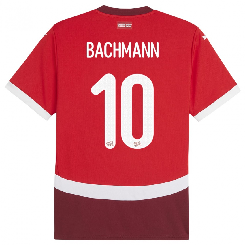 Férfi Svájc Ramona Bachmann #10 Piros Hazai Jersey 24-26 Mez Póló Ing