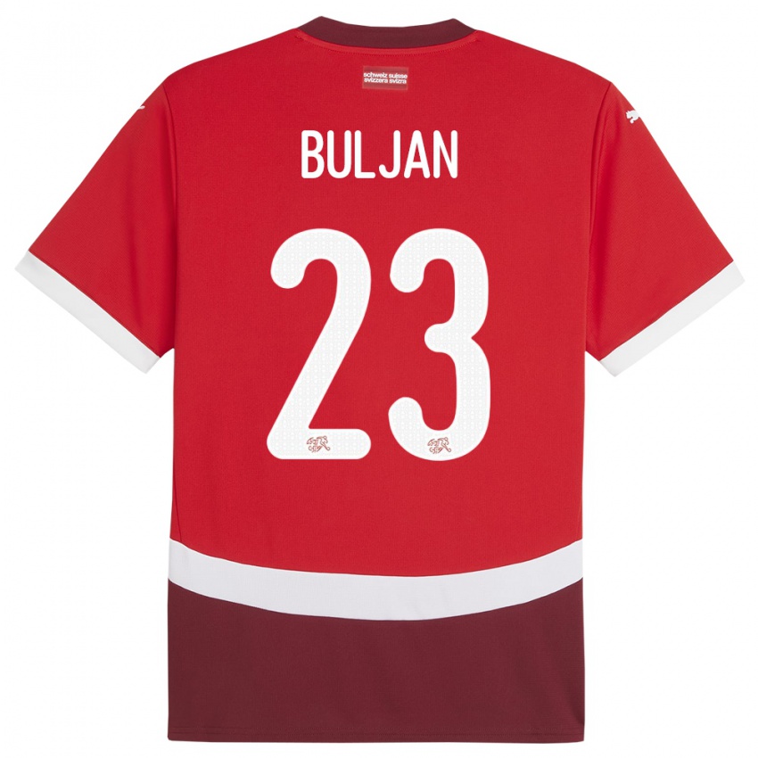 Férfi Svájc Leo Buljan #23 Piros Hazai Jersey 24-26 Mez Póló Ing