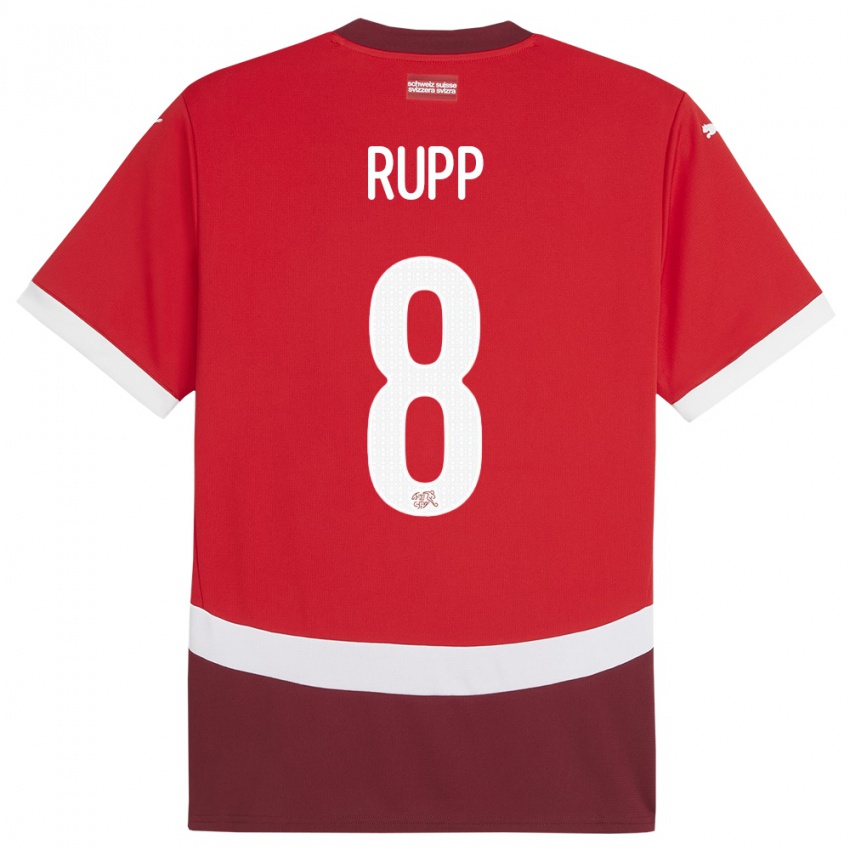 Férfi Svájc Noah Rupp #8 Piros Hazai Jersey 24-26 Mez Póló Ing