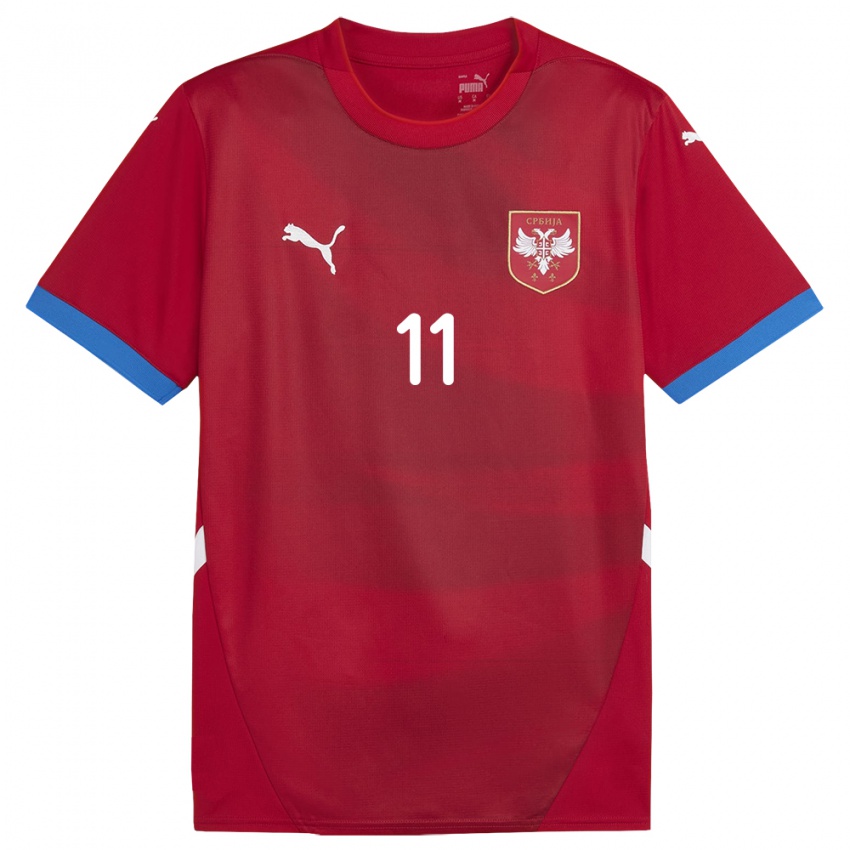 Férfi Szerbia Jovan Mijatovic #11 Piros Hazai Jersey 24-26 Mez Póló Ing