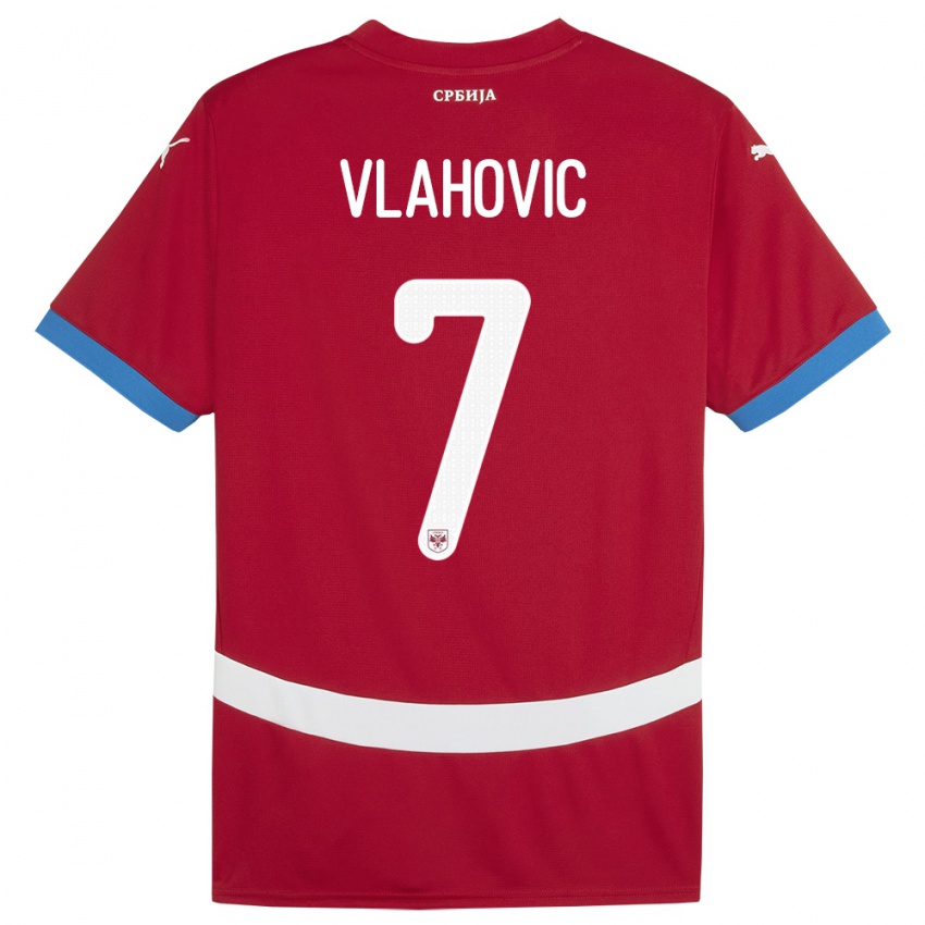Férfi Szerbia Dusan Vlahovic #7 Piros Hazai Jersey 24-26 Mez Póló Ing