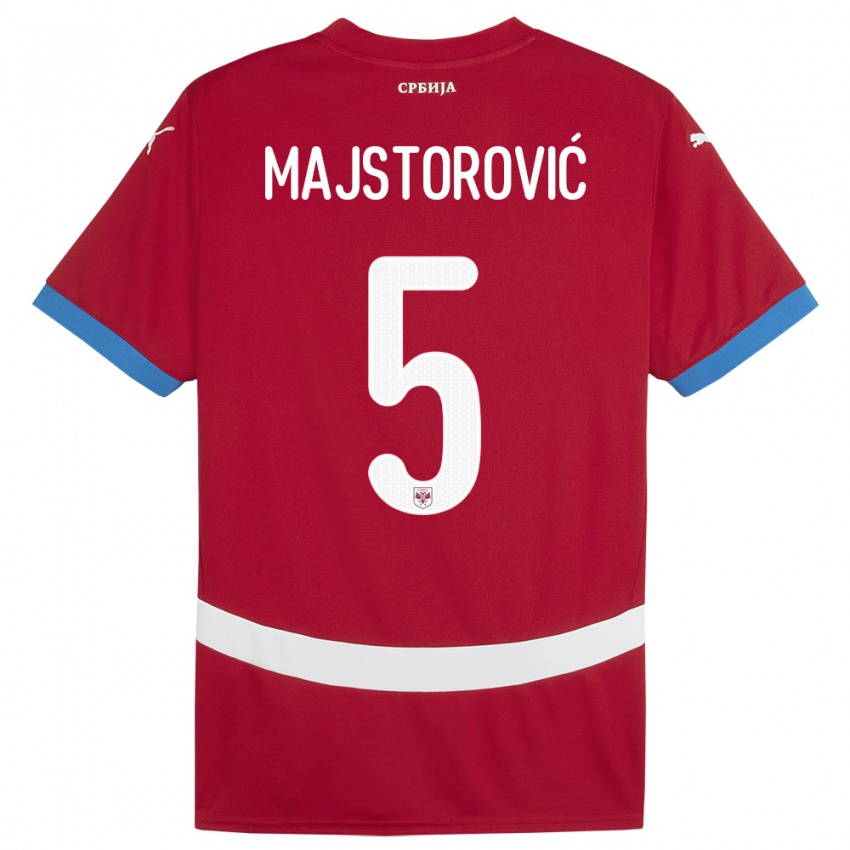 Férfi Szerbia Milan Majstorovic #5 Piros Hazai Jersey 24-26 Mez Póló Ing
