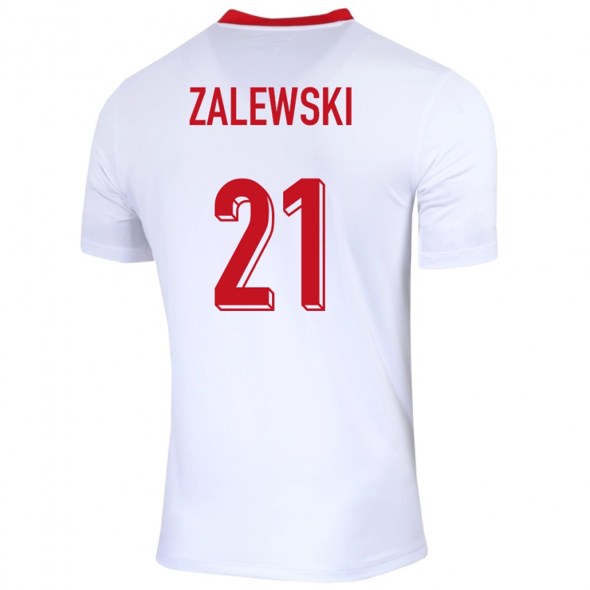 Férfi Lengyelország Nicola Zalewski #21 Fehér Hazai Jersey 24-26 Mez Póló Ing