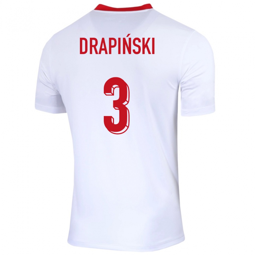 Férfi Lengyelország Igor Drapinski #3 Fehér Hazai Jersey 24-26 Mez Póló Ing