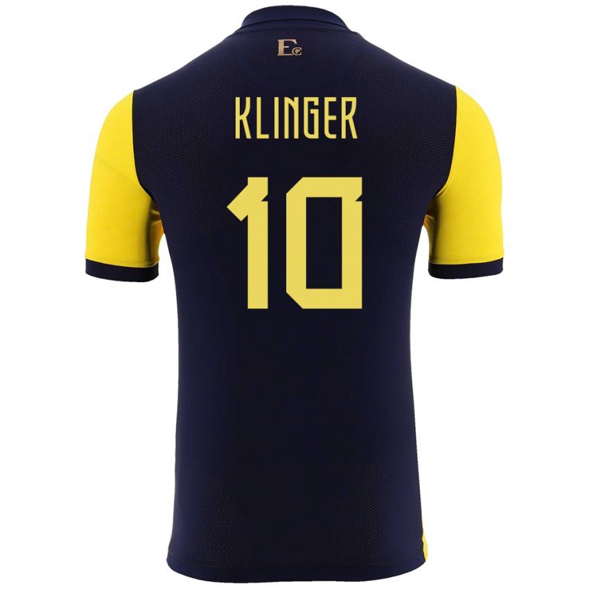 Férfi Ecuador Jose Klinger #10 Sárga Hazai Jersey 24-26 Mez Póló Ing