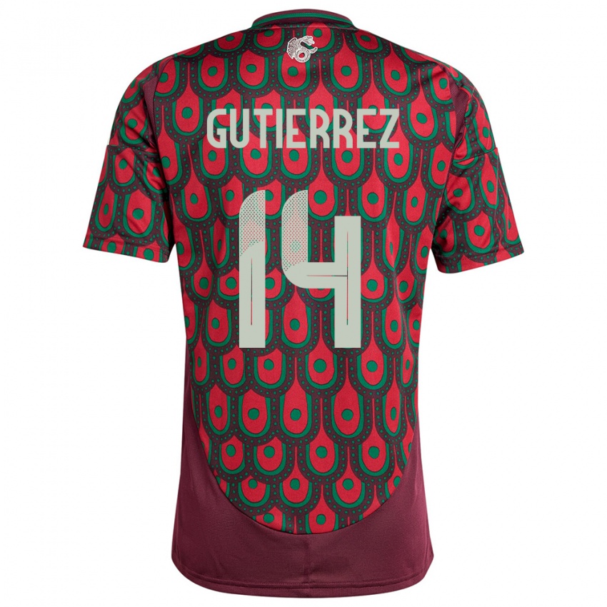 Férfi Mexikó Erick Gutierrez #14 Gesztenyebarna Hazai Jersey 24-26 Mez Póló Ing