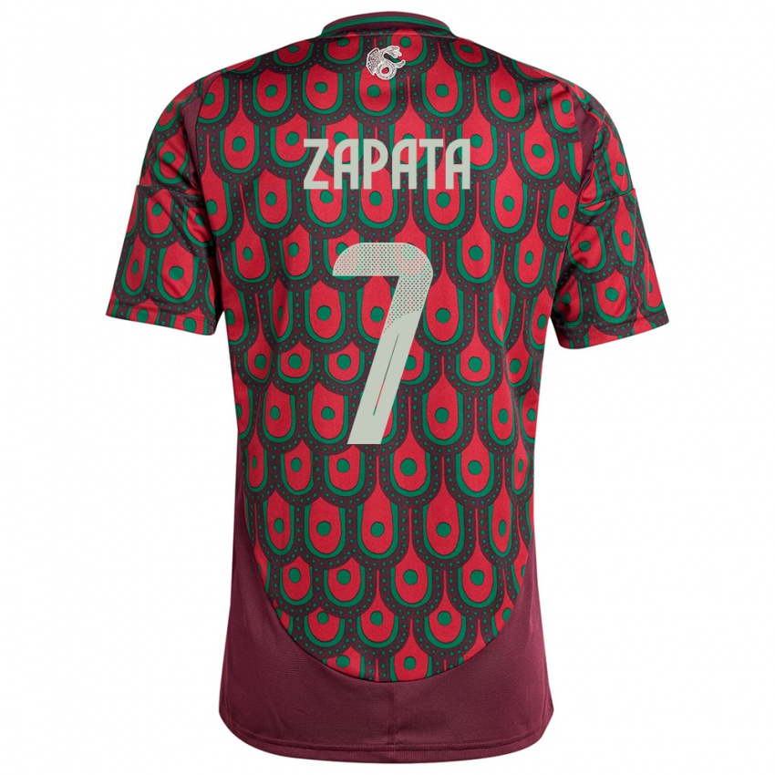 Férfi Mexikó Angel Zapata #7 Gesztenyebarna Hazai Jersey 24-26 Mez Póló Ing