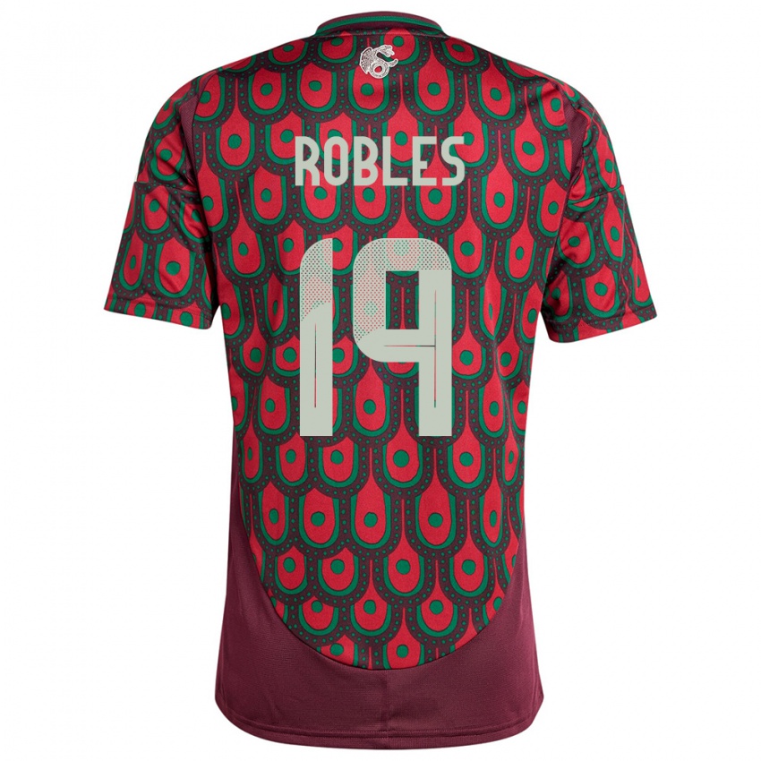 Férfi Mexikó Angel Robles #19 Gesztenyebarna Hazai Jersey 24-26 Mez Póló Ing