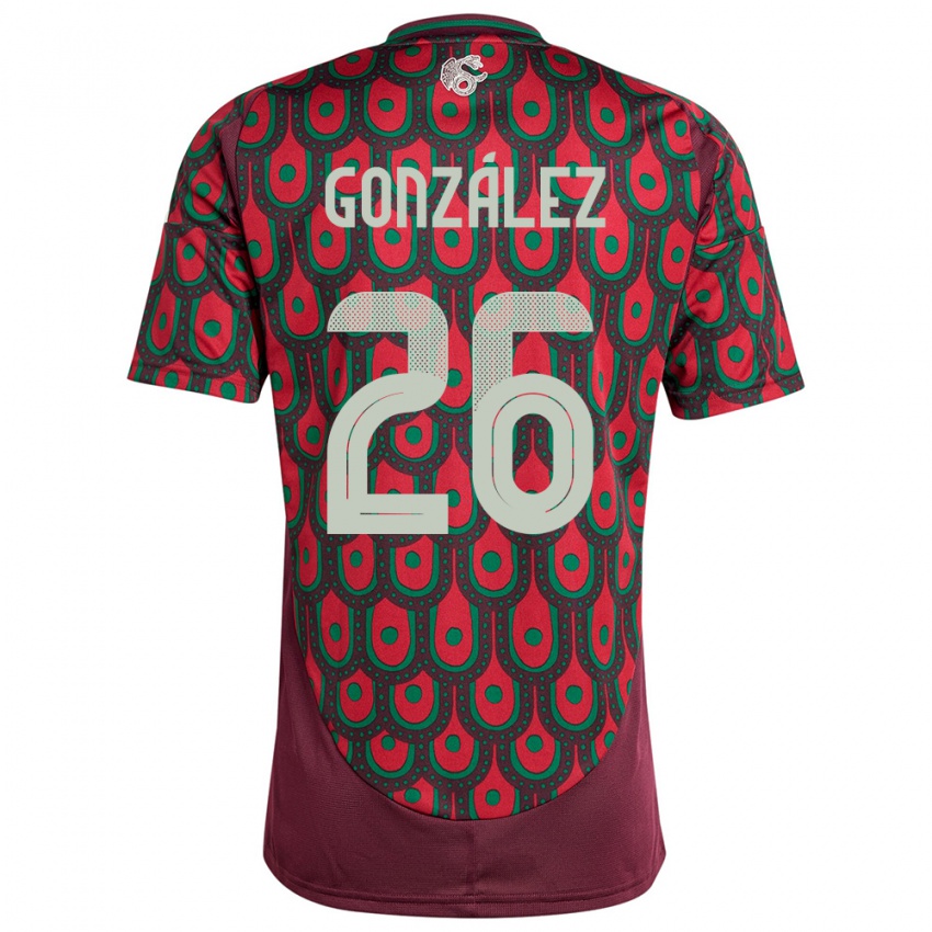 Férfi Mexikó Bryan Gonzalez #26 Gesztenyebarna Hazai Jersey 24-26 Mez Póló Ing