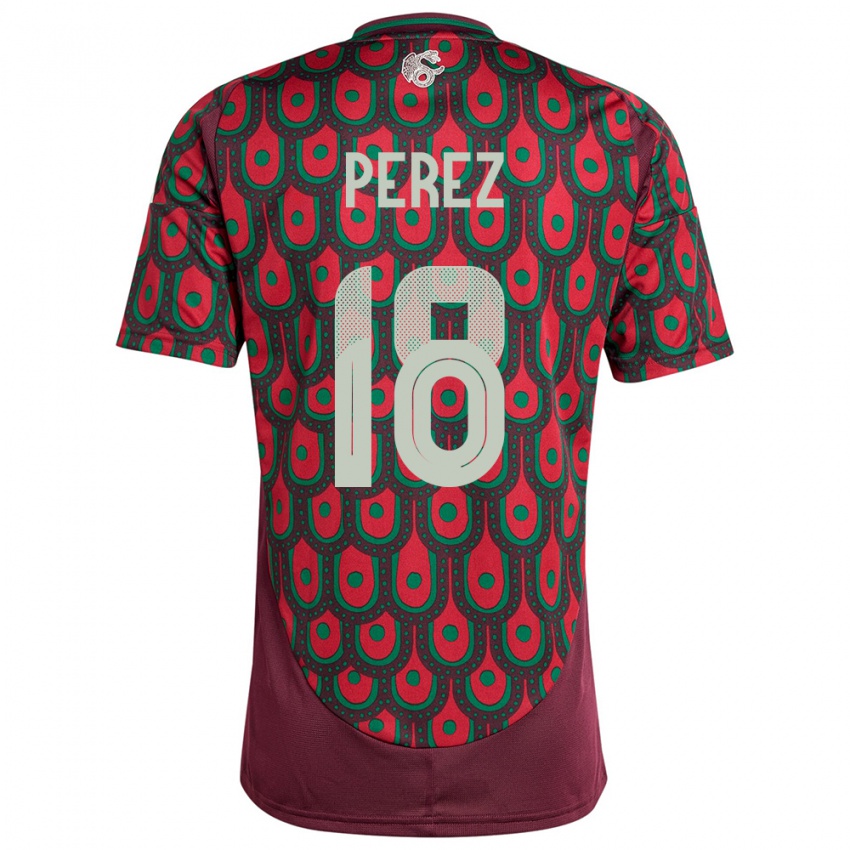 Férfi Mexikó Jonathan Perez #18 Gesztenyebarna Hazai Jersey 24-26 Mez Póló Ing