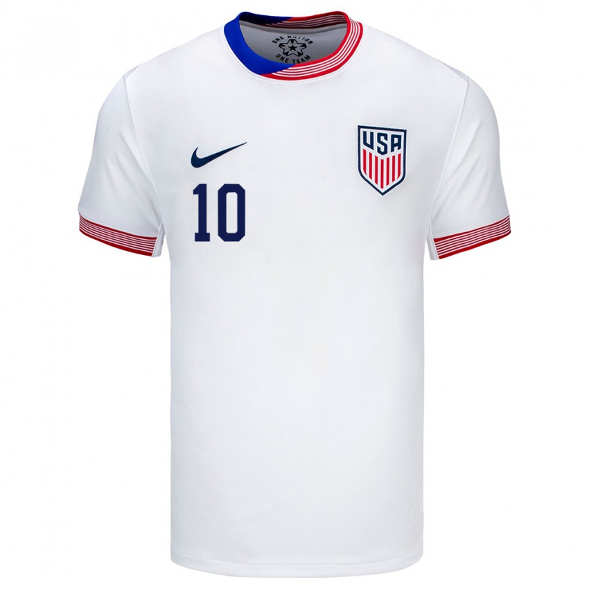 Férfi Egyesült Államok Christian Pulisic #10 Fehér Hazai Jersey 24-26 Mez Póló Ing