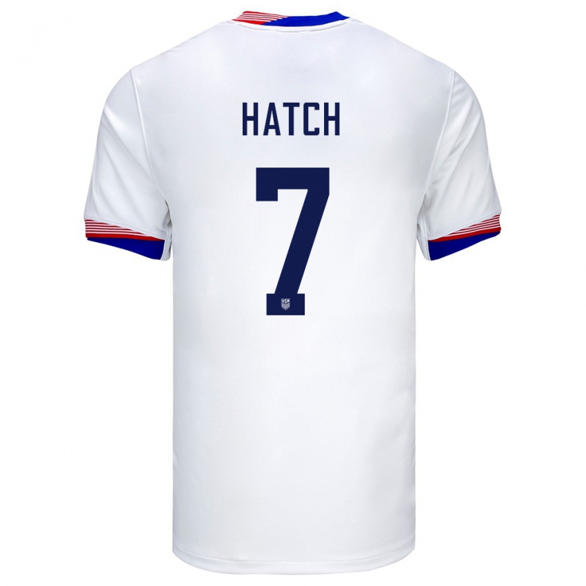 Férfi Egyesült Államok Ashley Hatch #7 Fehér Hazai Jersey 24-26 Mez Póló Ing