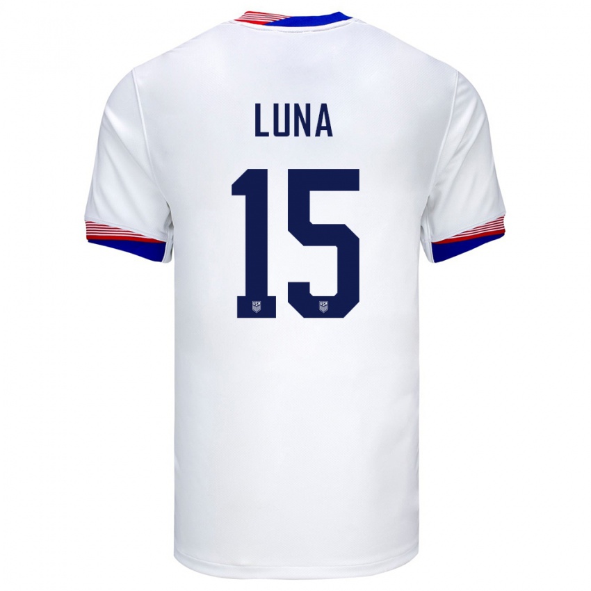 Férfi Egyesült Államok Diego Luna #15 Fehér Hazai Jersey 24-26 Mez Póló Ing