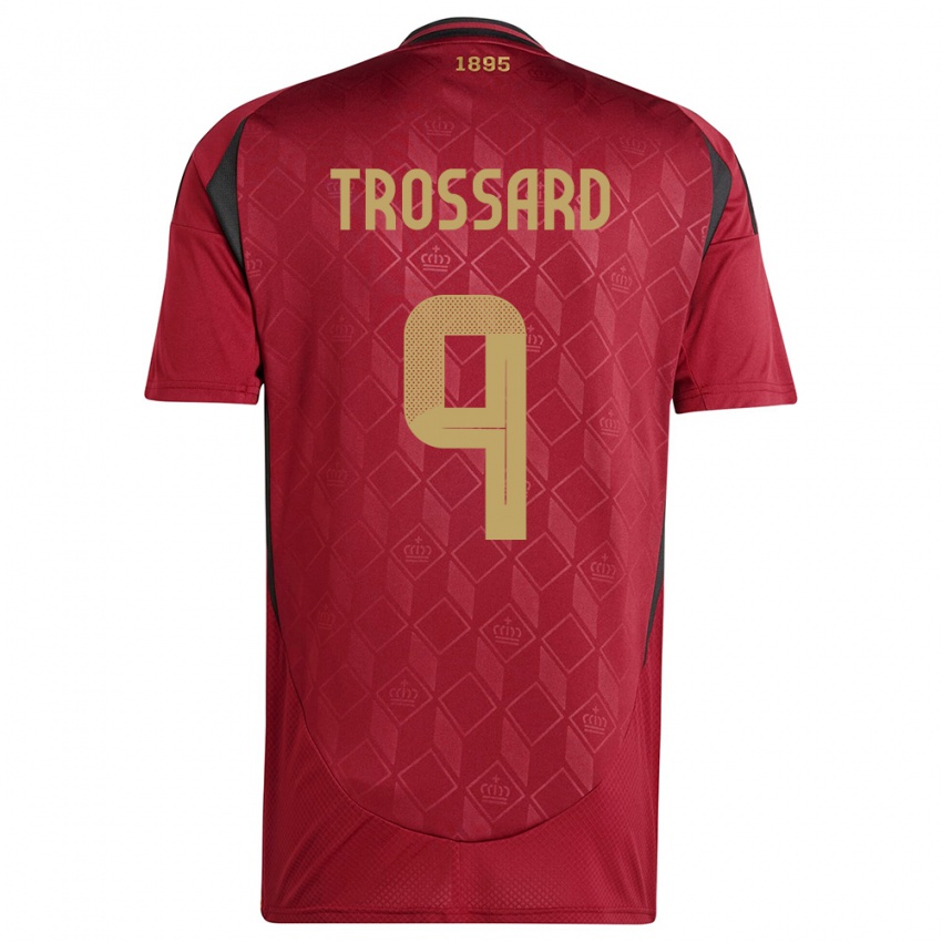 Férfi Belgium Leandro Trossard #9 Burgundia Hazai Jersey 24-26 Mez Póló Ing