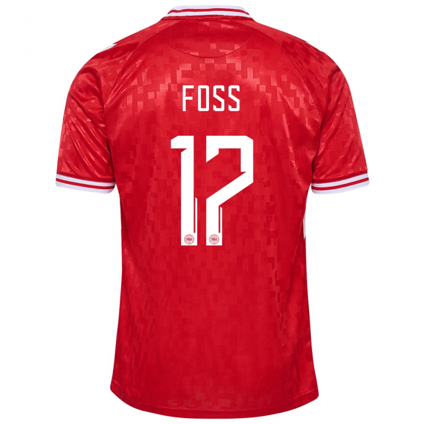 Férfi Dánia Jonathan Foss #17 Piros Hazai Jersey 24-26 Mez Póló Ing