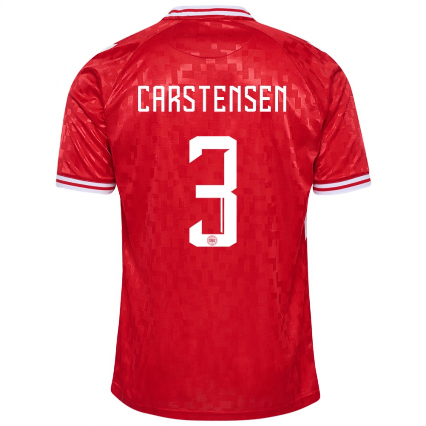 Férfi Dánia Rasmus Carstensen #3 Piros Hazai Jersey 24-26 Mez Póló Ing