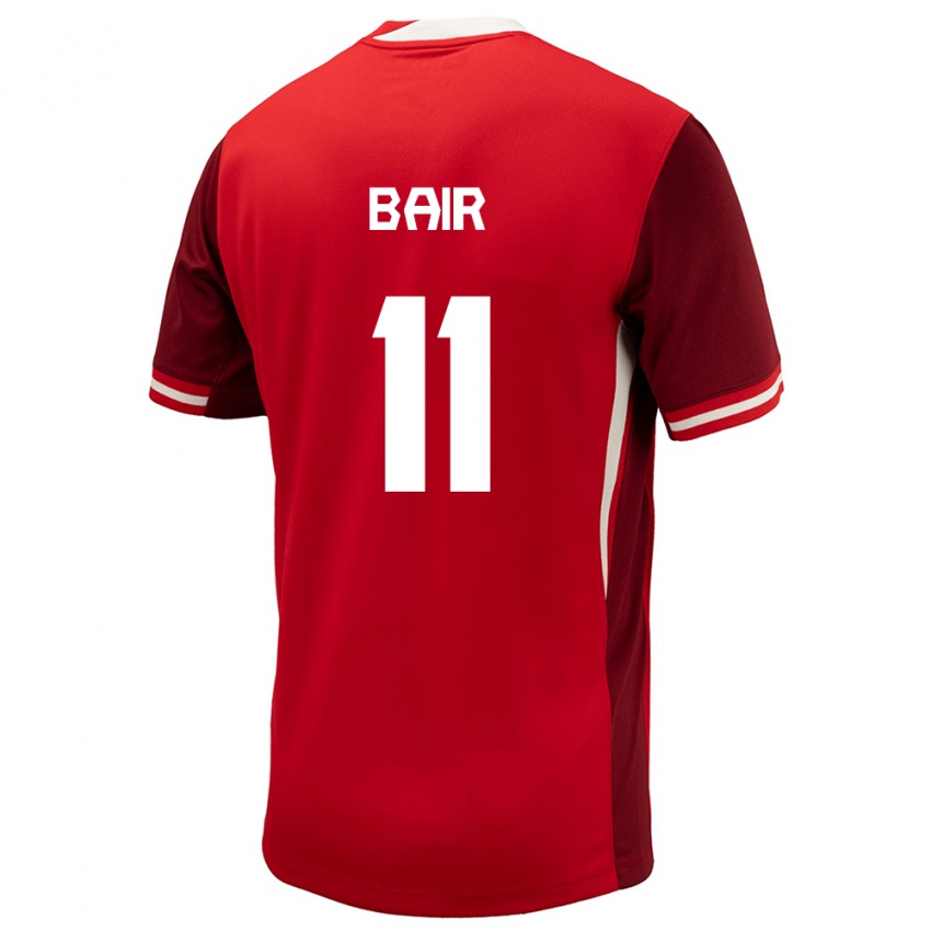 Férfi Kanada Theo Bair #11 Piros Hazai Jersey 24-26 Mez Póló Ing