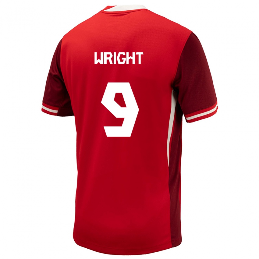 Férfi Kanada Lowell Wright #9 Piros Hazai Jersey 24-26 Mez Póló Ing