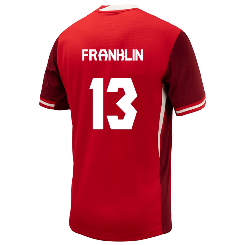 Férfi Kanada Kobe Franklin #13 Piros Hazai Jersey 24-26 Mez Póló Ing