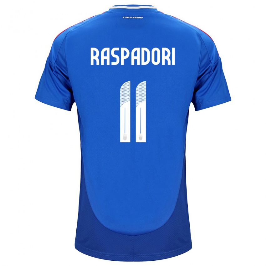 Férfi Olaszország Giacomo Raspadori #11 Kék Hazai Jersey 24-26 Mez Póló Ing