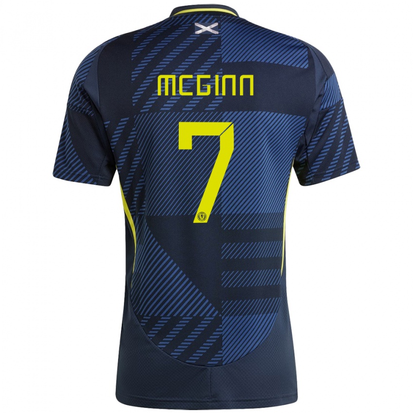 Férfi Skócia John Mcginn #7 Sötétkék Hazai Jersey 24-26 Mez Póló Ing