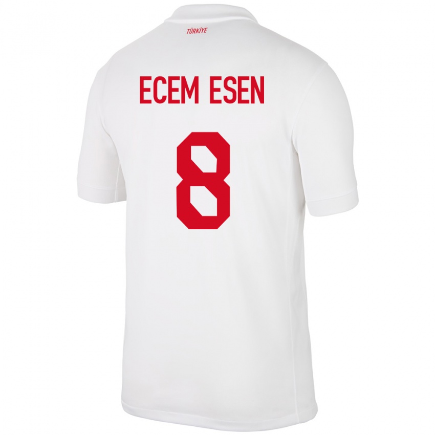Férfi Törökország Emine Ecem Esen #8 Fehér Hazai Jersey 24-26 Mez Póló Ing
