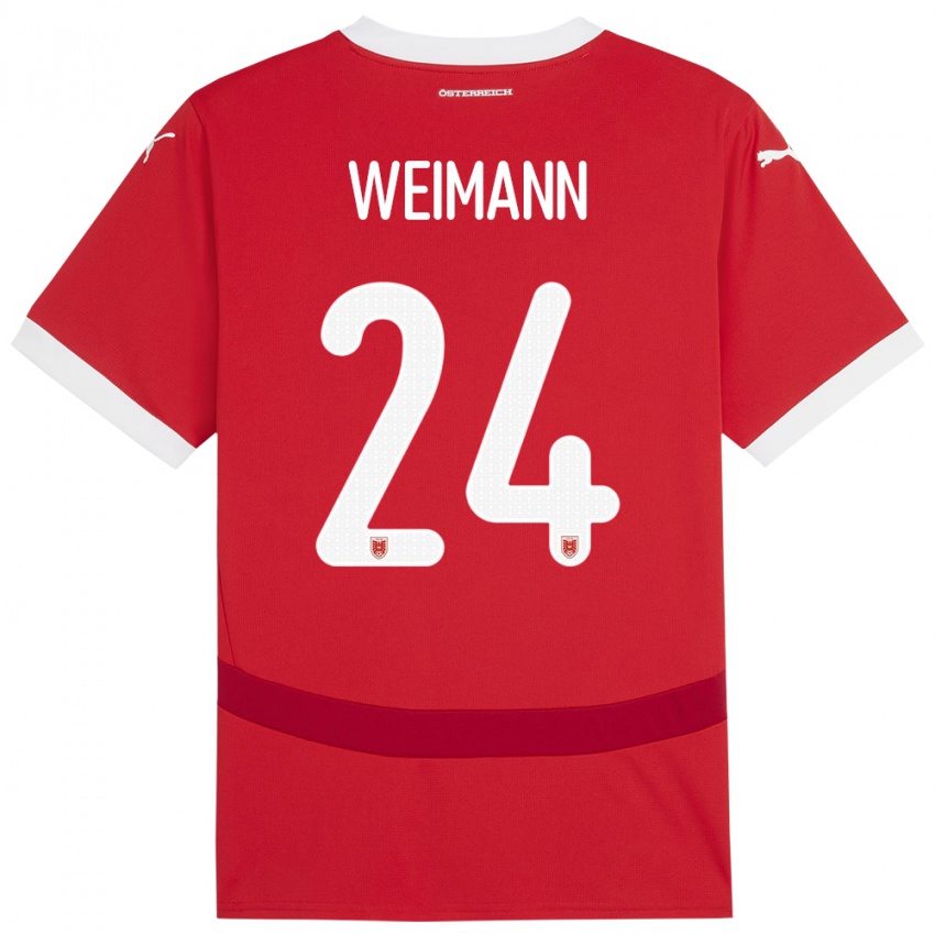 Férfi Ausztria Andreas Weimann #24 Piros Hazai Jersey 24-26 Mez Póló Ing