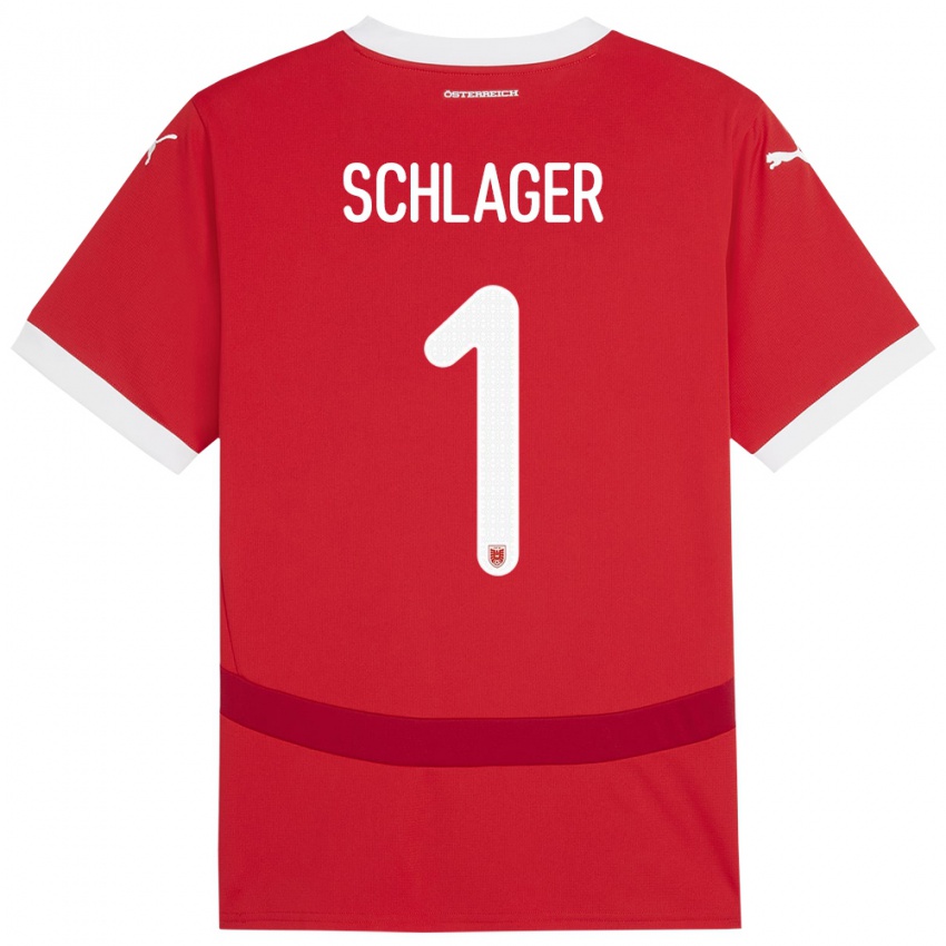 Férfi Ausztria Alexander Schlager #1 Piros Hazai Jersey 24-26 Mez Póló Ing