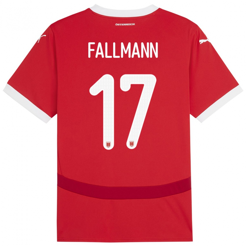 Férfi Ausztria Pascal Fallmann #17 Piros Hazai Jersey 24-26 Mez Póló Ing