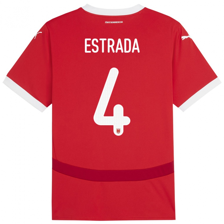 Férfi Ausztria Pascal Estrada #4 Piros Hazai Jersey 24-26 Mez Póló Ing