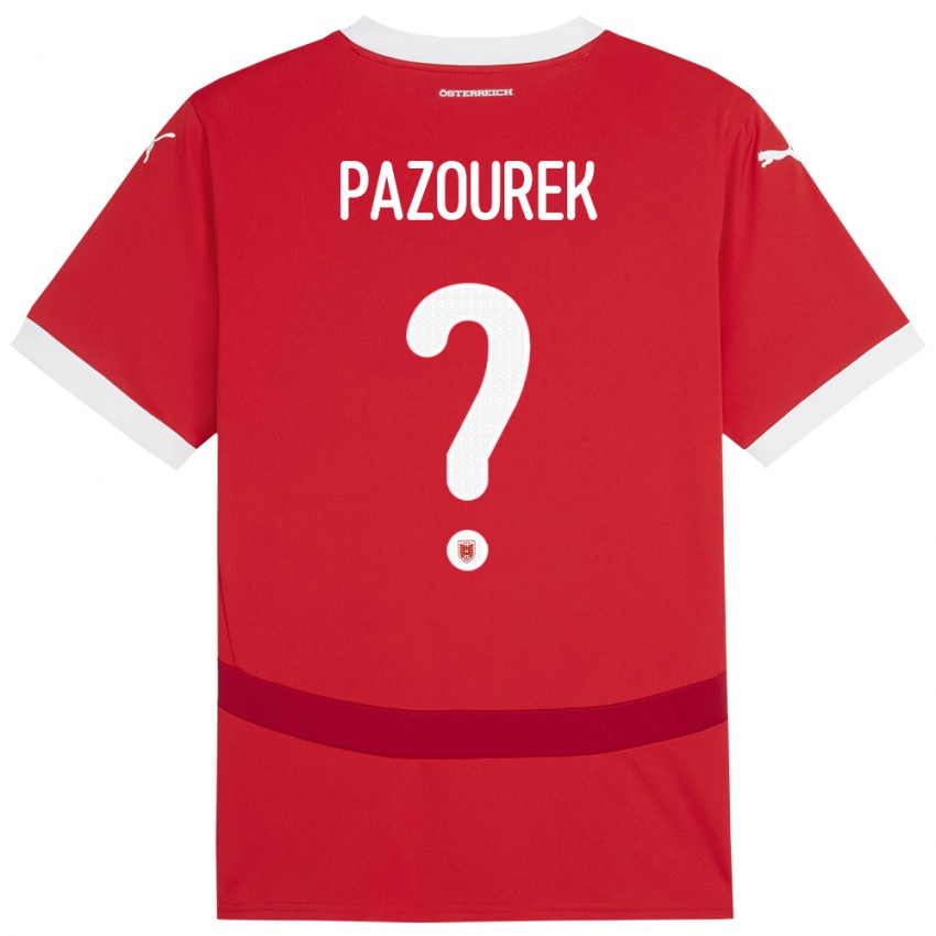 Férfi Ausztria Luca Pazourek #0 Piros Hazai Jersey 24-26 Mez Póló Ing