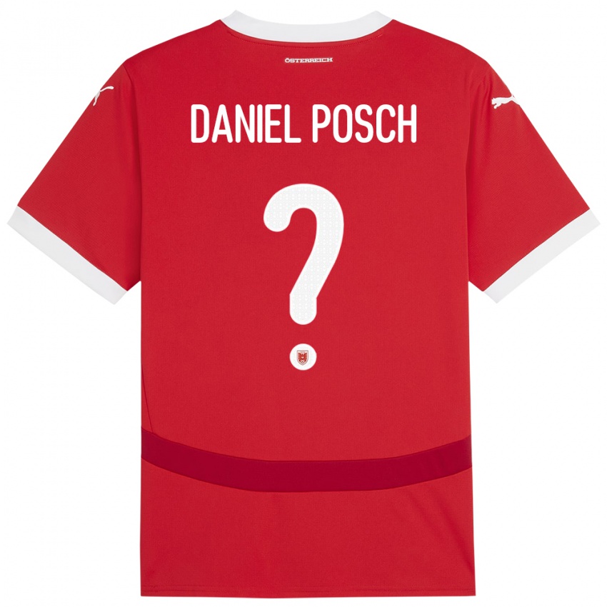 Férfi Ausztria Daniel Posch #0 Piros Hazai Jersey 24-26 Mez Póló Ing