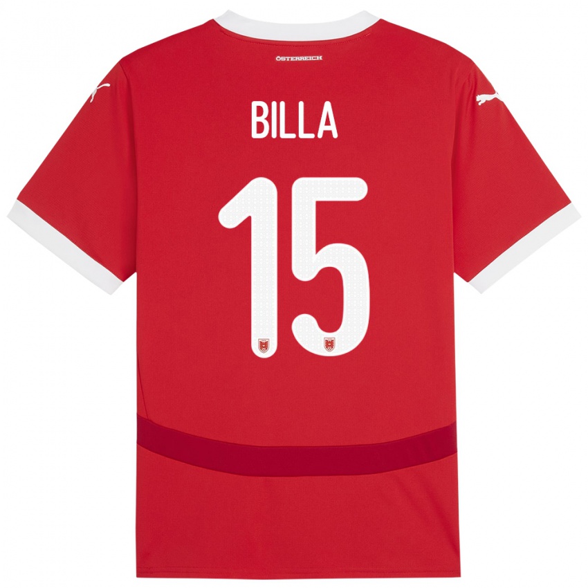 Férfi Ausztria Nicole Billa #15 Piros Hazai Jersey 24-26 Mez Póló Ing