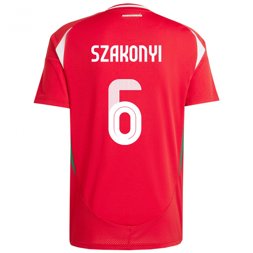 Férfi Magyarország Emese Szakonyi #6 Piros Hazai Jersey 24-26 Mez Póló Ing