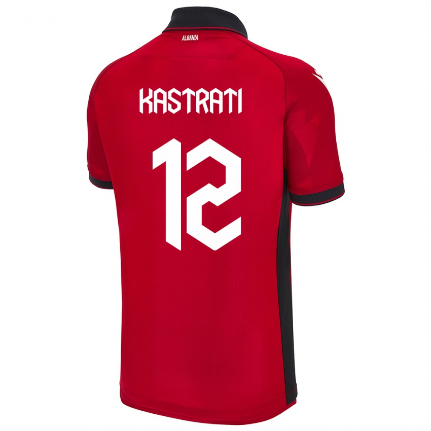 Férfi Albania Elhan Kastrati #12 Piros Hazai Jersey 24-26 Mez Póló Ing